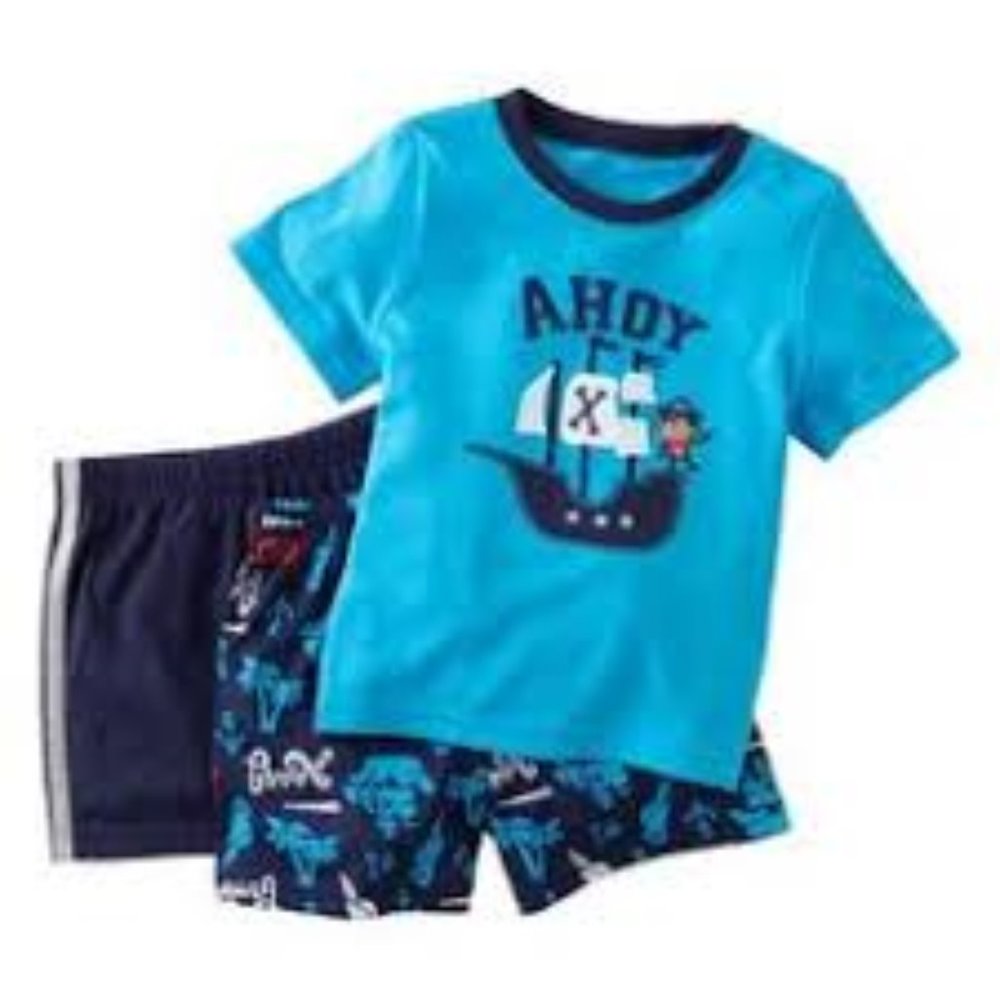Carter's "Ahoy"  Boys Pirate Pajama Set (3pcs)-12M-New with Tags